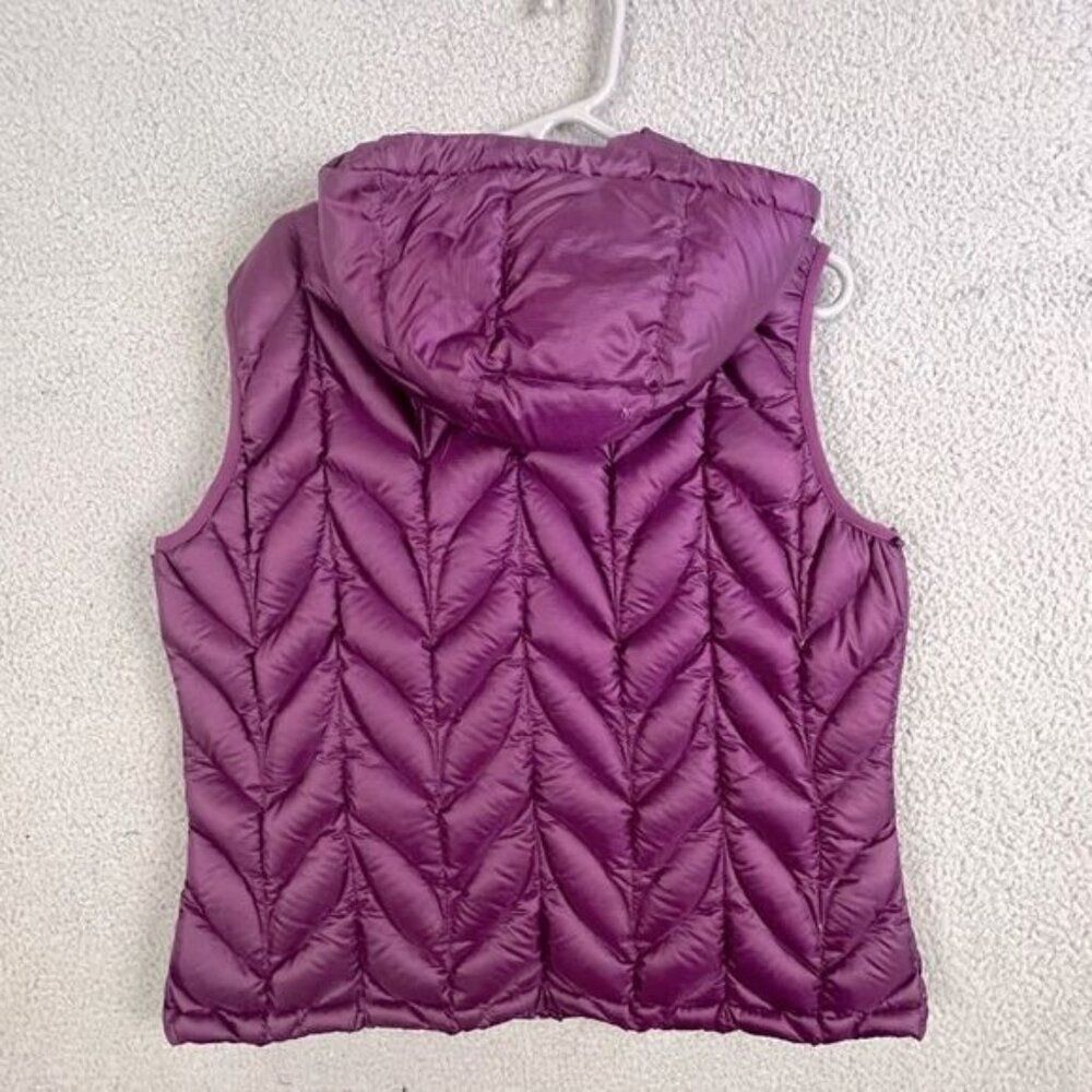 EDDIE BAUER WOMENS GOOSE DOWN HOODED VEST PURPLE SIZE XL - Picture 3 of 11